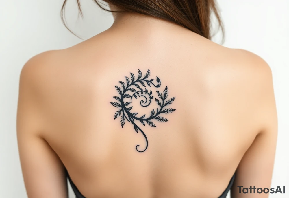 Small spiral
 firn leaf moving clockwise tattoo idea