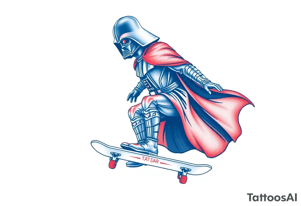 Darth Vader skateboarding >
blue & red tattoo idea