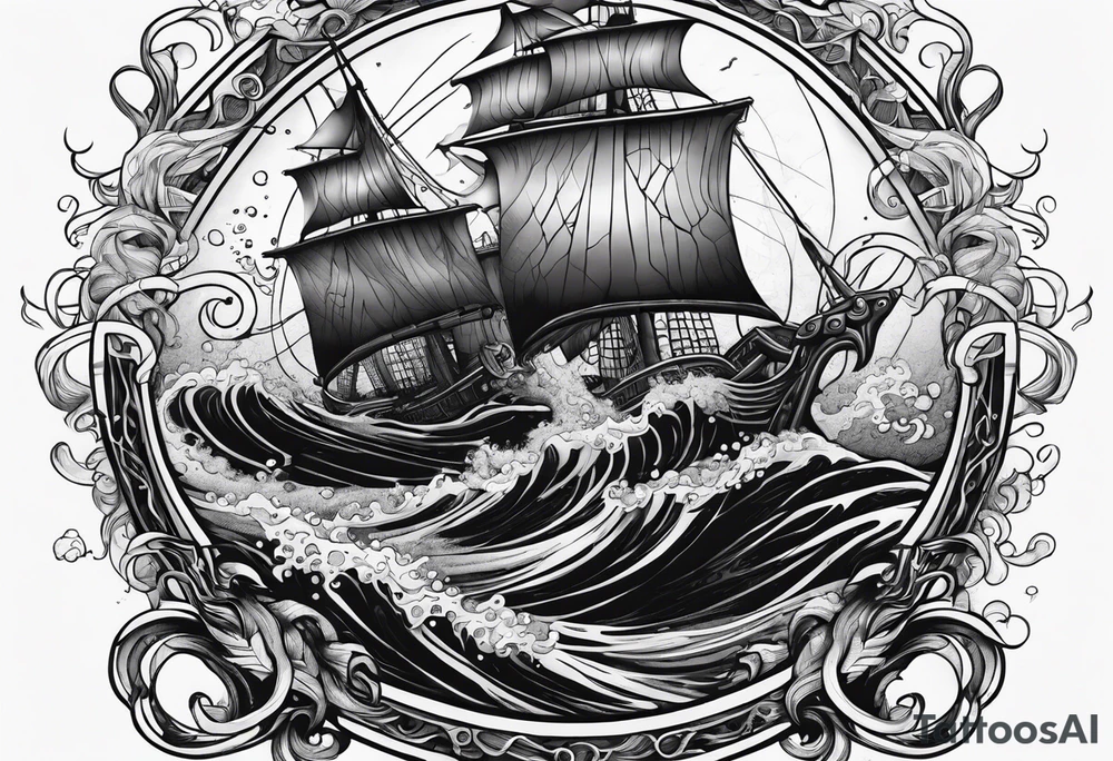 Kraken coming out of water tattoo idea