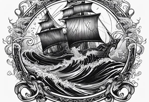 Kraken coming out of water tattoo idea