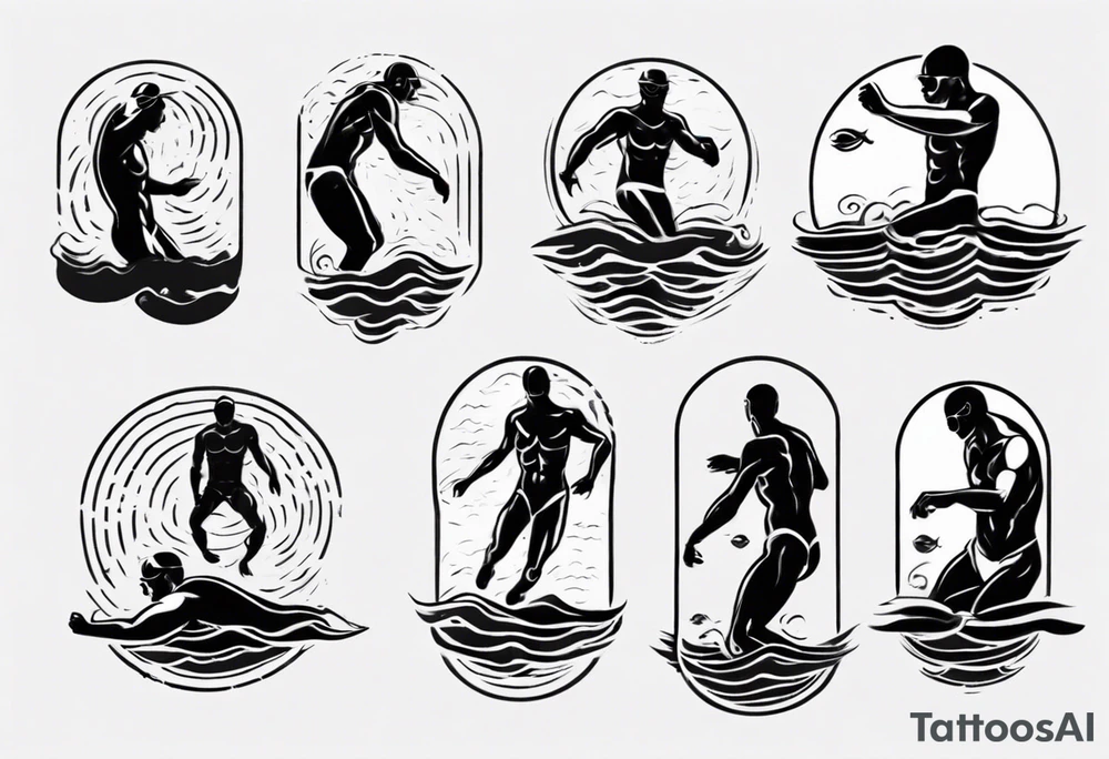 man swimming, no details tattoo idea