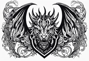 Valhalla sword shield dragon head tattoo idea