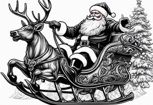 santa claus in his sleigh tattoo idea