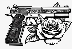 Pistol bullet and a full rose tattoo idea