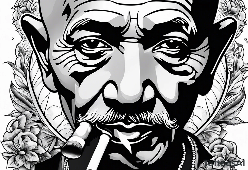 ghandi smoking cigarette tattoo idea