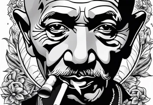 ghandi smoking cigarette tattoo idea