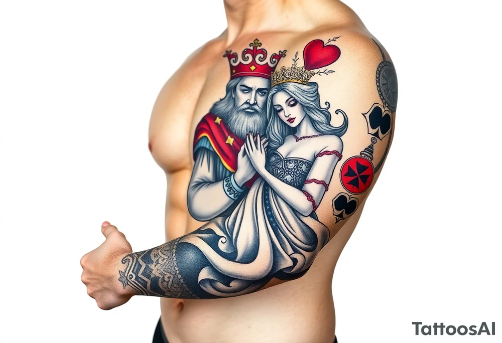 King of hearts holding a queen tattoo idea