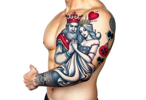 King of hearts holding a queen tattoo idea