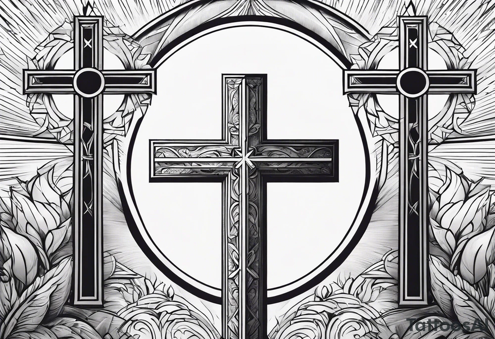 Calvary three crosses tattoo idea