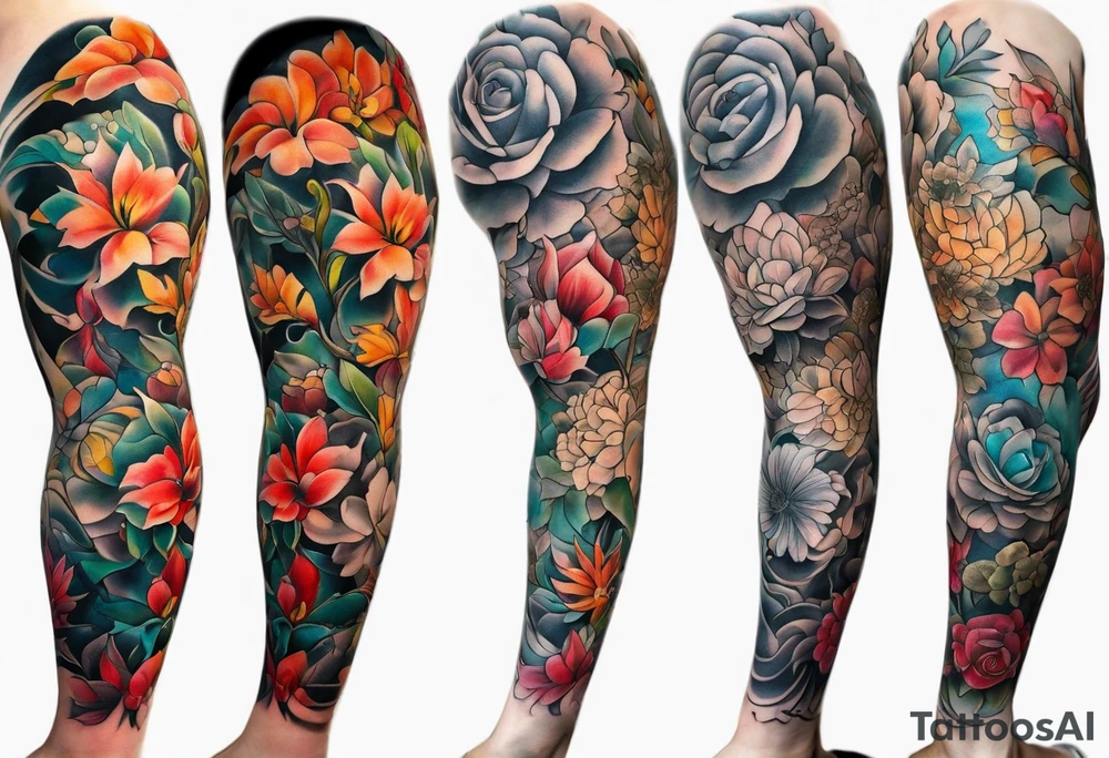Full leg tattoo sleeve square tattoo idea