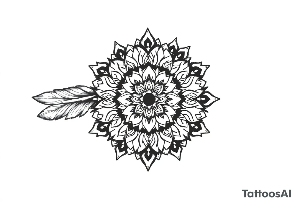 spiritual feather indian mandala shaman tattoo idea