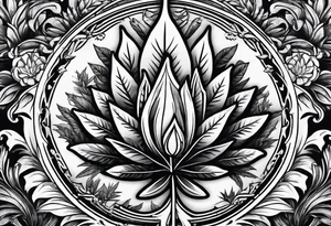 Cannabis plant botanical tattoo idea