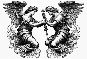 2 male guardian angels tattoo idea