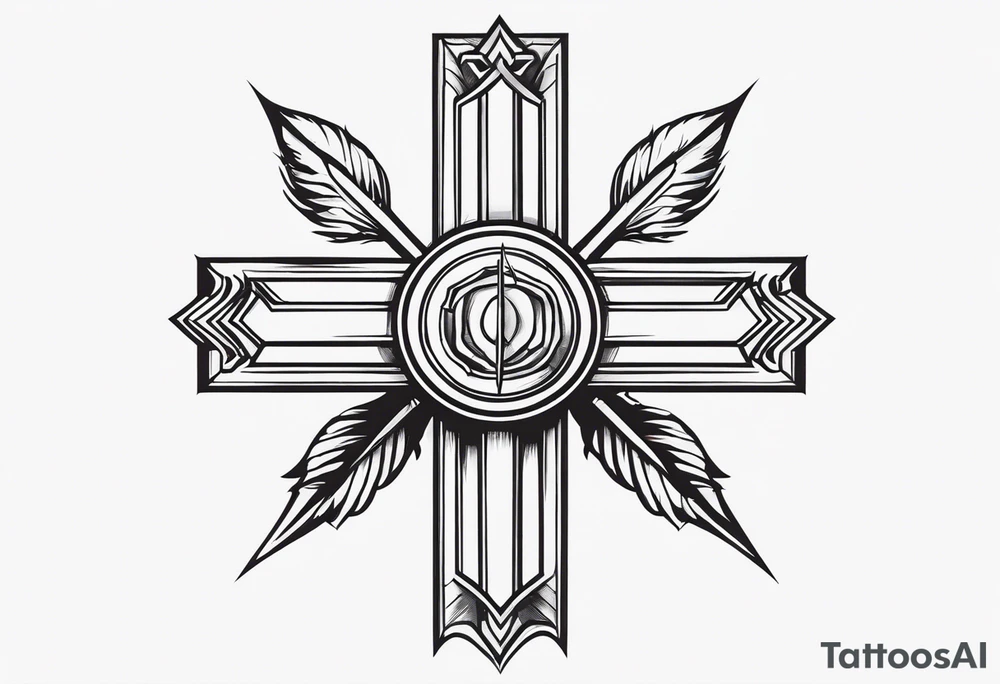 Picture of a cross with an arrow at the top of it tattoo idea