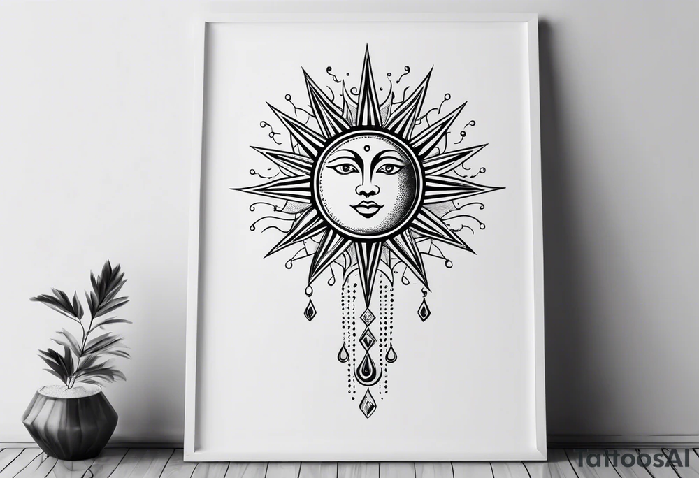 Sun with water at the bottom tattoo idea