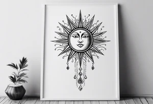 Sun with water at the bottom tattoo idea