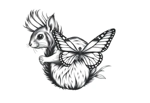 Squirrel holding butterfly tattoo idea