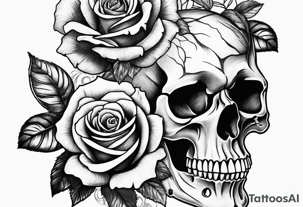 Watch skull roses tattoo idea