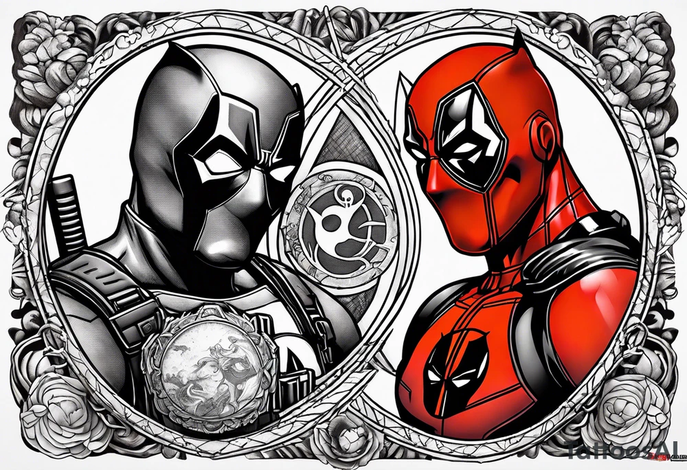 Ying yang punisher and deadpool tattoo idea