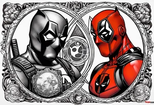 Ying yang punisher and deadpool tattoo idea