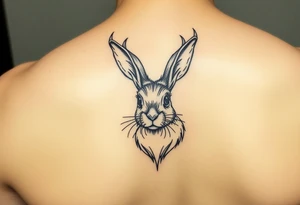 abstract jack rabbit with antlers on its head tattoo idea