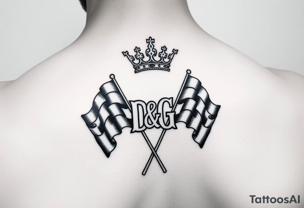 D&G with a crown and racing flags tattoo idea