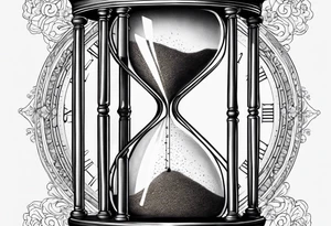 draw me a clock hourglass with numbers falling from the clock. in the hourglass tattoo idea