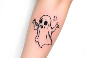Cute ghost smoking a bong tattoo idea