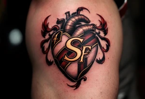 The AC Sparta Praha crest inked over the heart in rich claret and gold, with subtle shading to give a 3D effect. tattoo idea