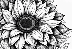 Leg sleeve sunflower tattoo idea