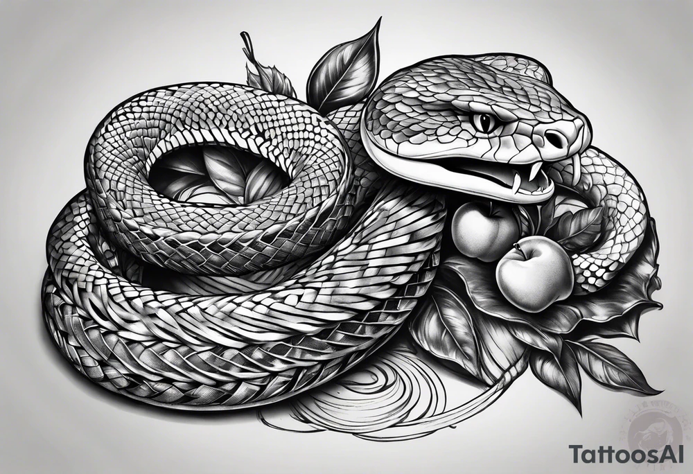 A snake with forbidden apple tattoo idea