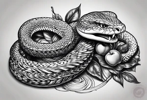 A snake with forbidden apple tattoo idea