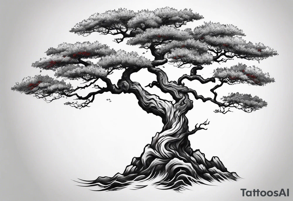 Red japanese oak tree tattoo idea