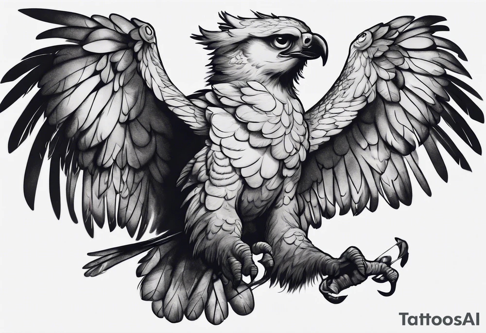 harpy eagle at night flying in the moonlight dark aesthetic tattoo idea