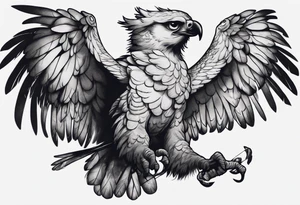 harpy eagle at night flying in the moonlight dark aesthetic tattoo idea