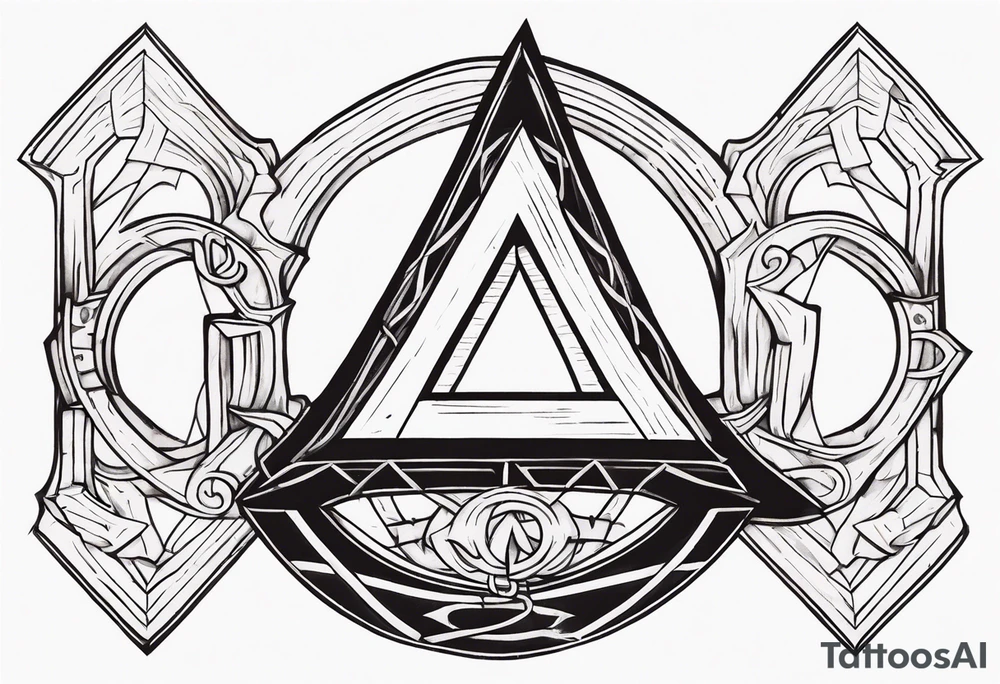 simple letter delta inside a locked chain tattoo idea