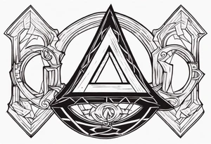 simple letter delta inside a locked chain tattoo idea