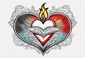 sacred heart vintage traditional tattoo fire tattoo idea