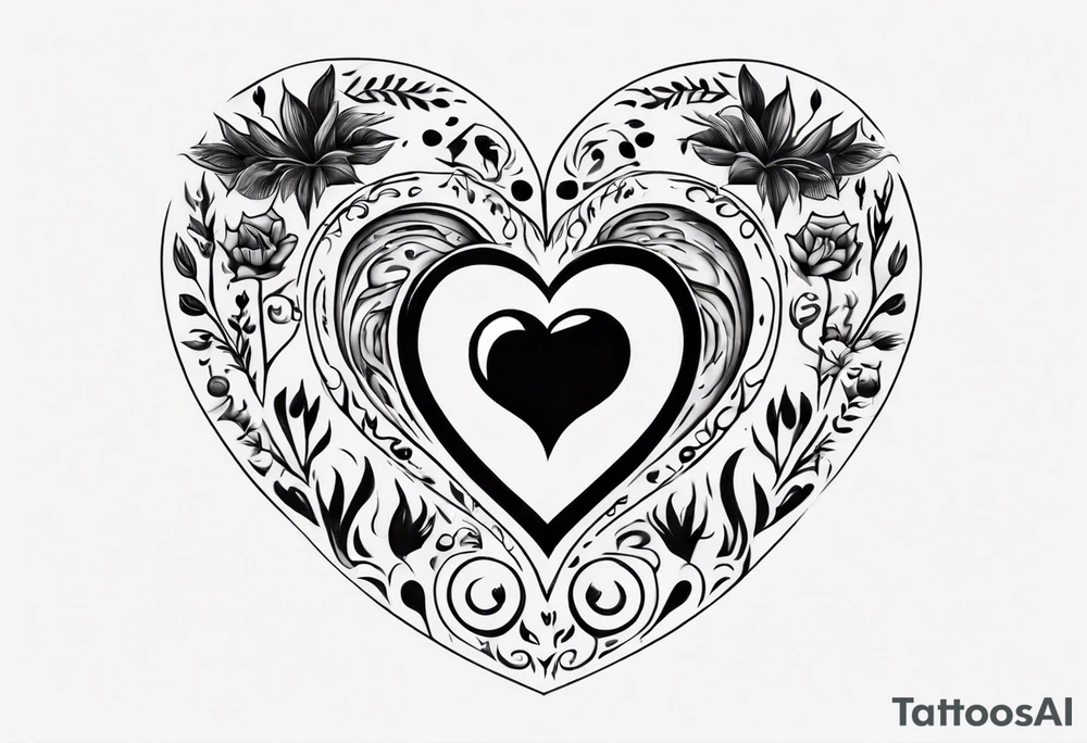 A black heart with the words Lucas and Margaret tattoo idea