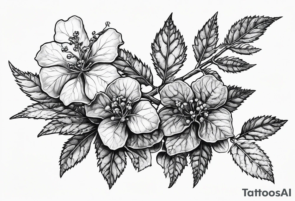 poison oak wrapping around barbed wire tattoo idea