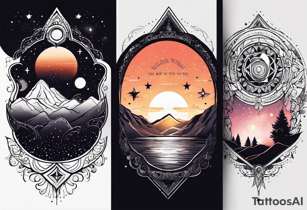 I wants the words, "You are a beloved of the universe. You are
as beautiful as the sunrise and as ancient
as the stars. You are a spark of divine love
in human form. Through you goodness &
light flow into this world. Bless you." tattoo idea