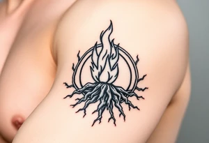 flame in a roots sphere, with a roots arch tattoo idea