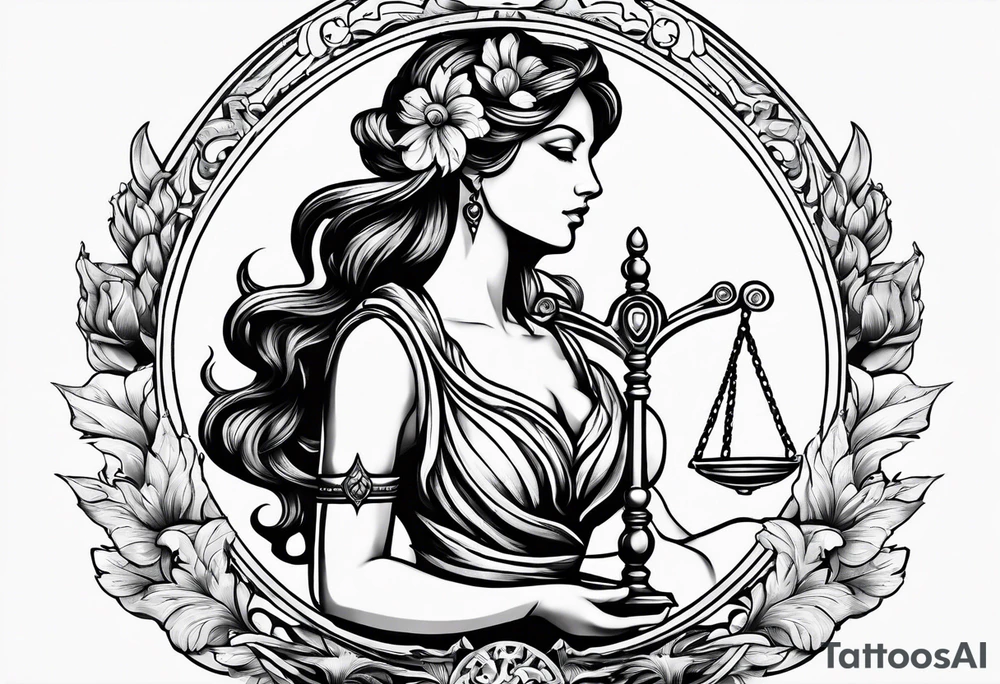 Themis with scales in hands tattoo idea