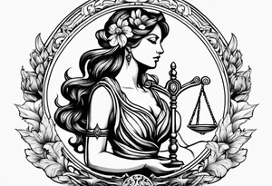 Themis with scales in hands tattoo idea