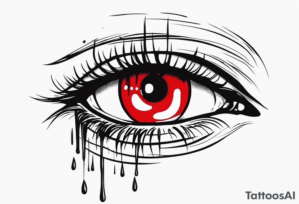 Bleeding tear overdraining to down from one red symmetrical
eye tattoo design tattoo idea