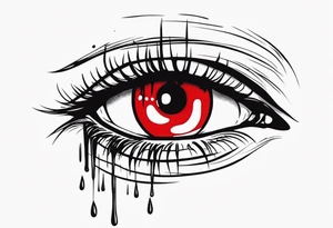 Bleeding tear overdraining to down from  one red symmetrical 
 eye tattoo design tattoo idea