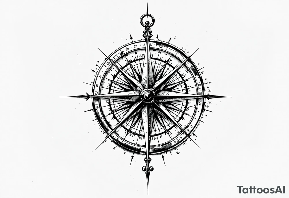 dorsal compass with a longitutde at the top of the compass and latitude at the bottom of the compass have some type of reference to africa or nigeria tattoo idea