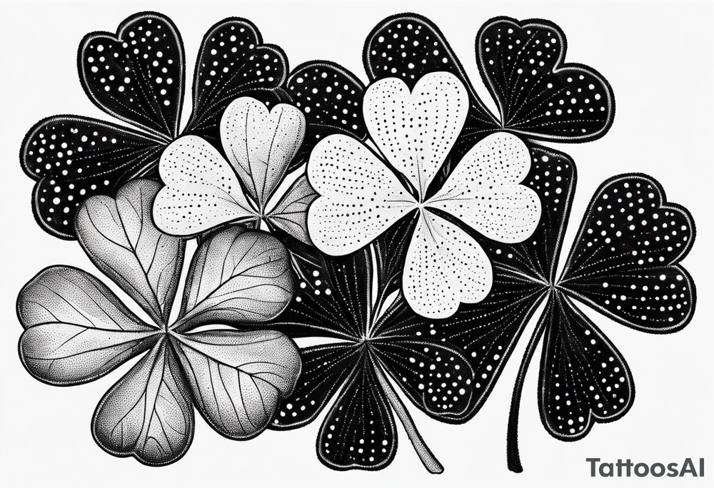 simple leaf and clover outlines tattoo idea