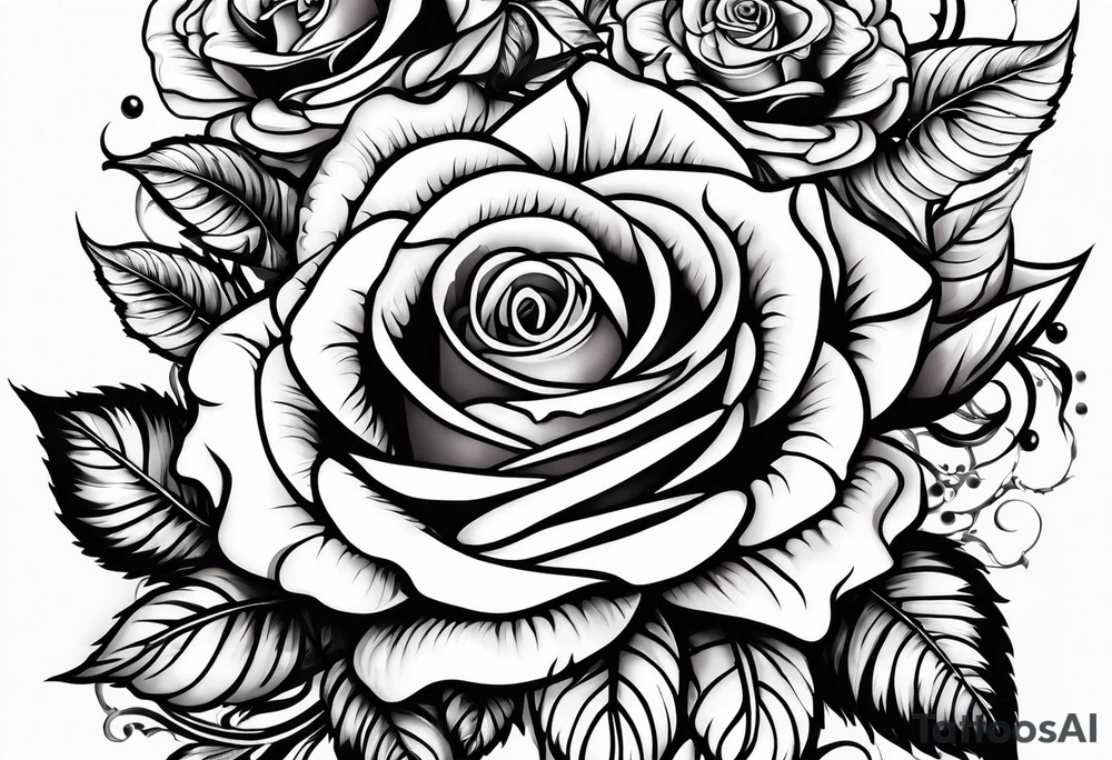 Metallic vines and roses with a crying face tattoo idea