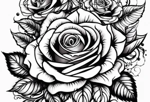 Metallic vines and roses with a crying face tattoo idea